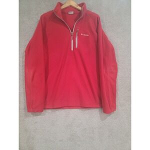 Columbia Men's Red Quarter Zip Fleece Pullover XL Zip Chest Pocket Outdoor Layer
